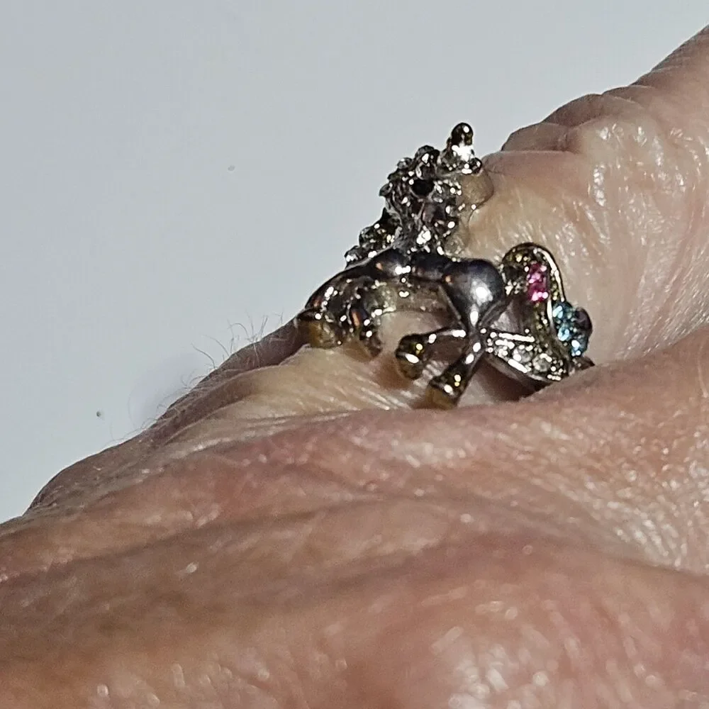 Silver Tone Unicorn You Are Magical Pastel Rhinestone Ring Size 6